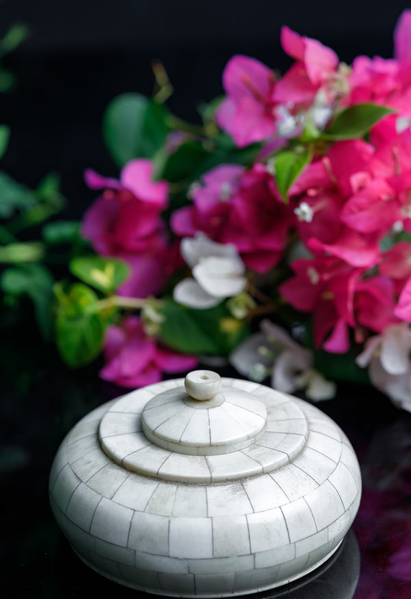 Round Camel Bone Jewellery Box