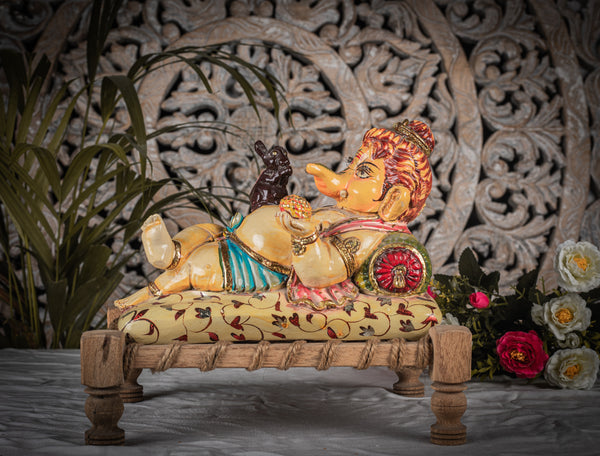 Paper Mache Sleeping Ganesha idol