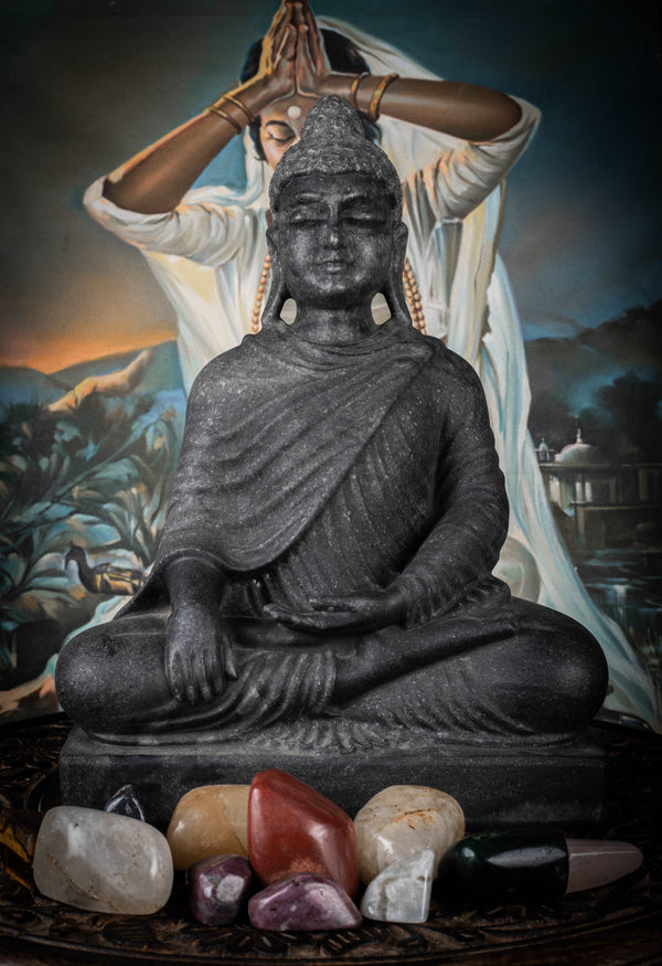 Black Marble Buddha Statue