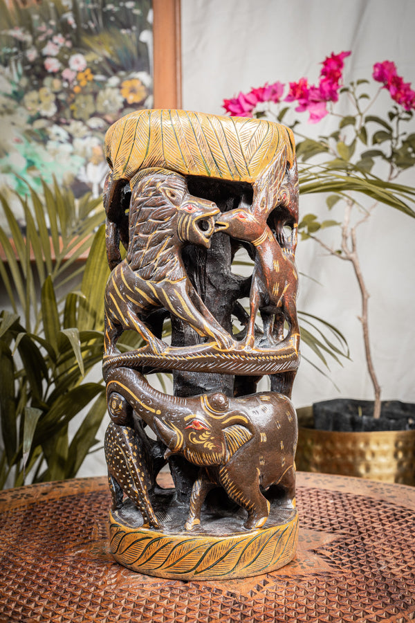 Wooden Jungle Life Statue