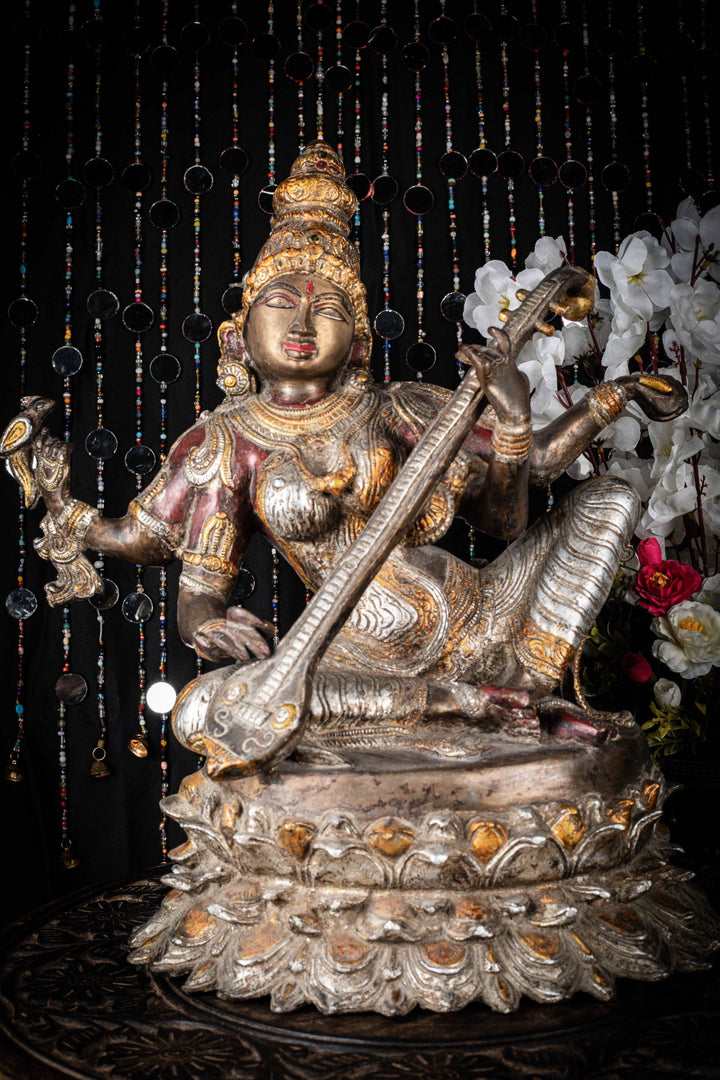 Brass Goddess Saraswati Statue