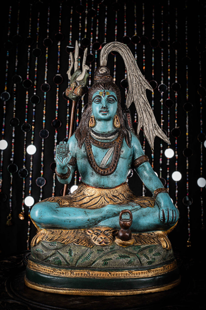 Blue Brass Shiv ji Statue