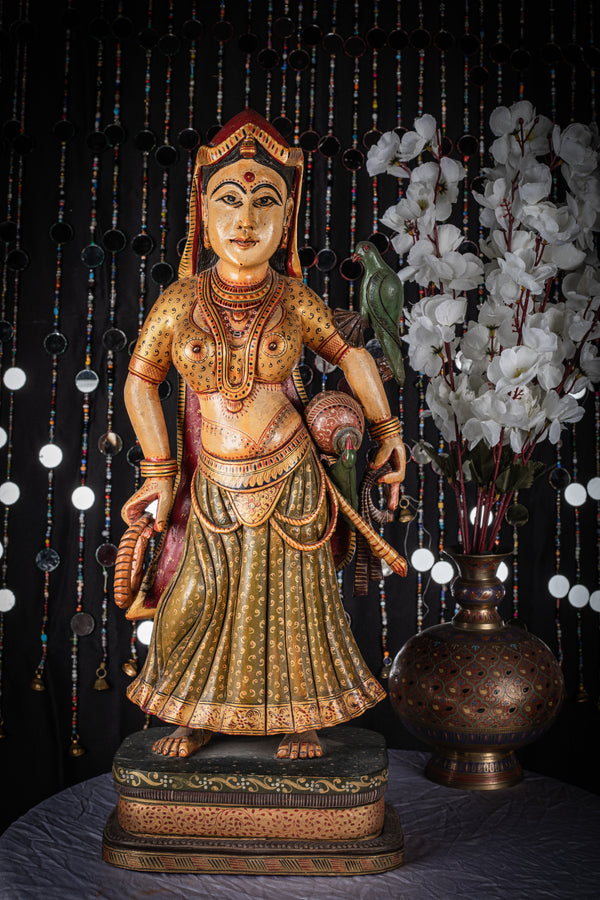 Wooden Rajasthani Lady Figure