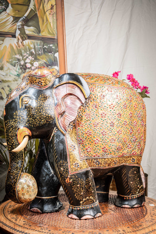 Hand painted wooden elephant