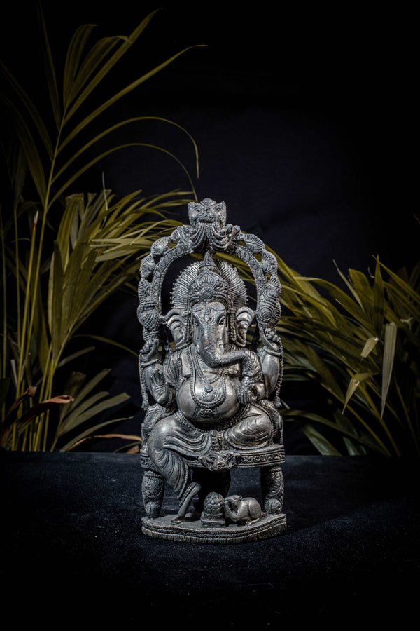Hand-Carved Stone Dust Ganesha statue