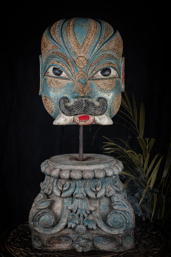 wooden kaal bhairav Face Mask With Stand