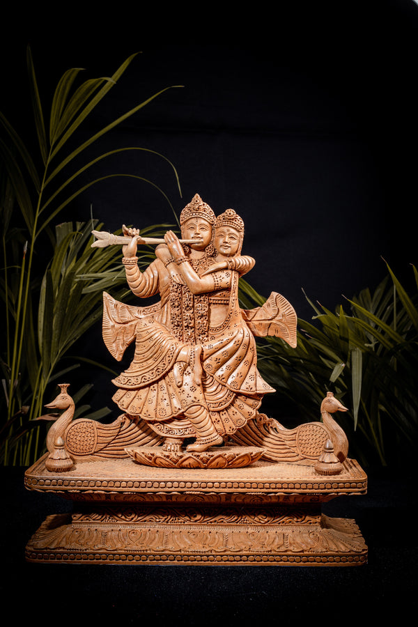 Radha Krishna Wooden Statue