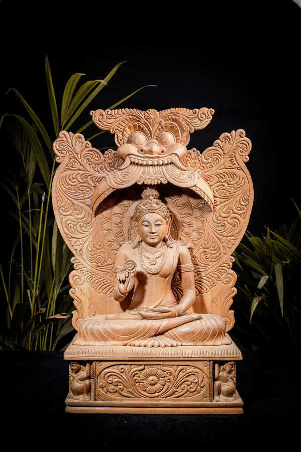 Wooden Buddha Statue Zen Buddhism Decor