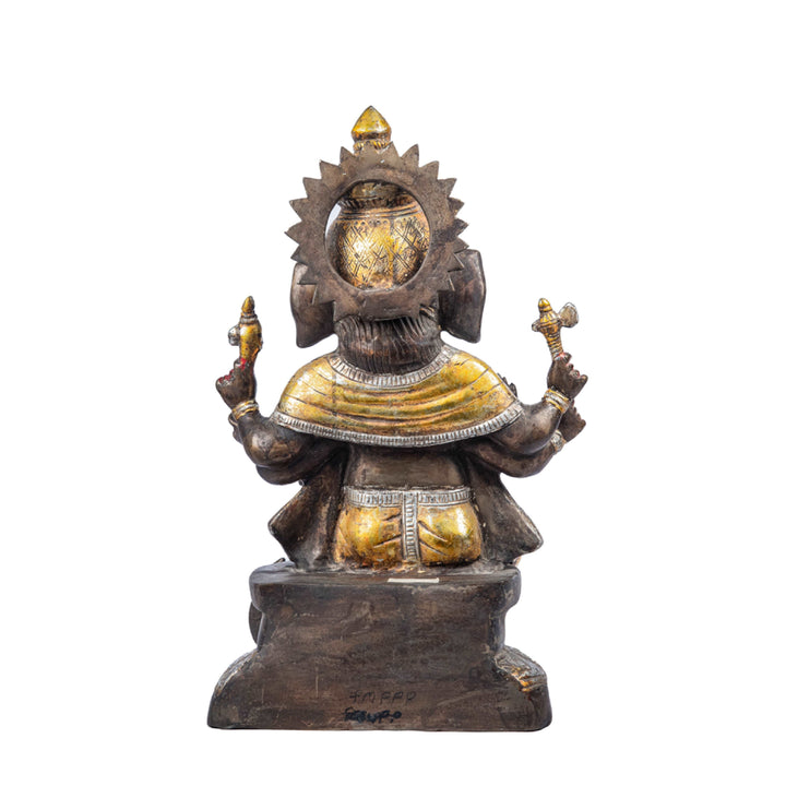 Handcrafted Brass Ganesha Statue with Gold Leaf Work