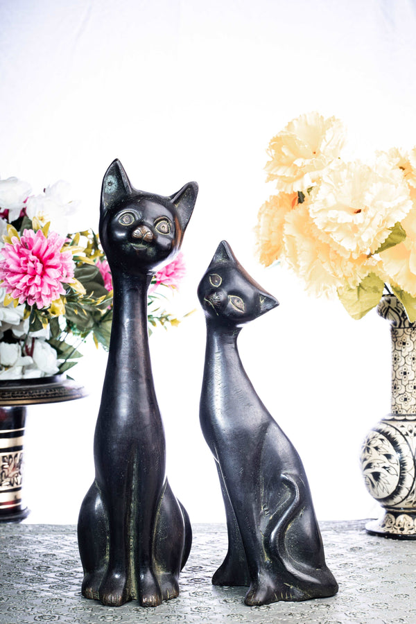 Brass Metal Cats Pair