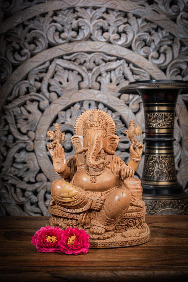 wooden Ganesha sculpture