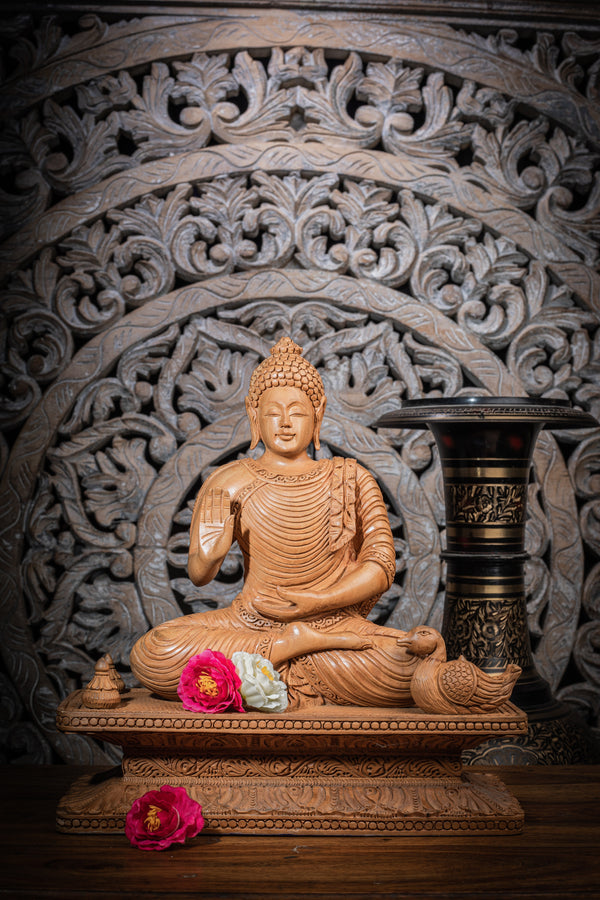 Handmade Wooden Sitting Buddha Statue