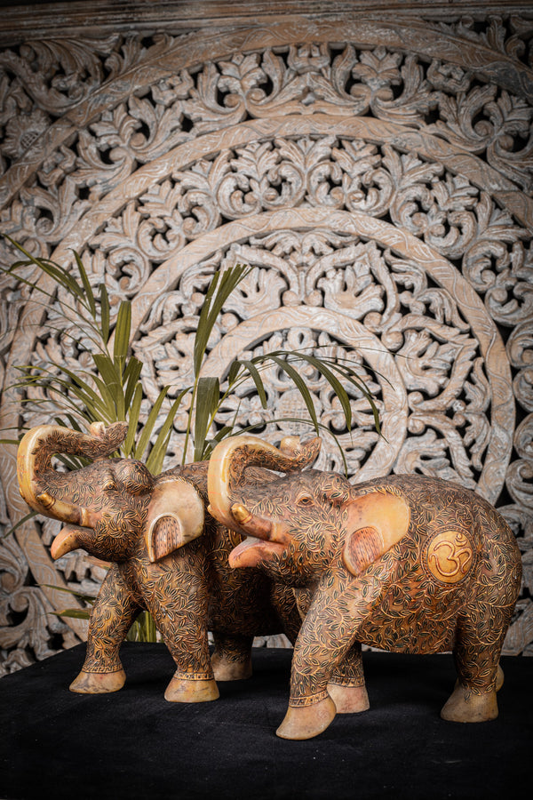 Handmade Marble Elephant Statue Pair