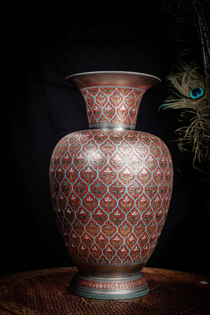 hand painted metal flower vase