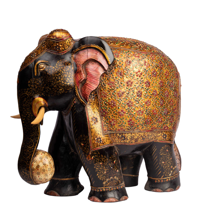 Hand painted wooden elephant
