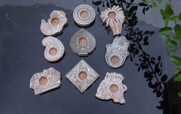 Handmade Jaipuri Handblock T-Light Holders
