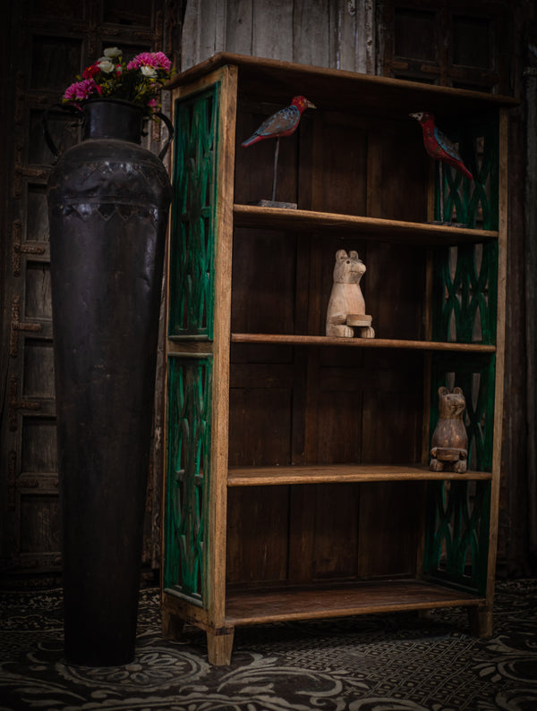 Handmade Wooden Rustic Green Display Cabinet/Bookshelf