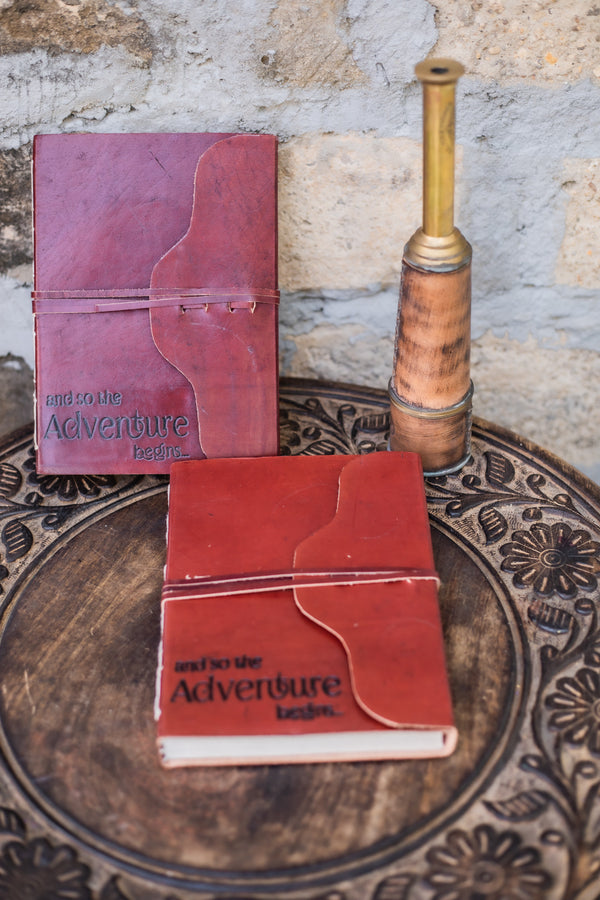 Handmade Paper Journal With Genuine Leather Cover