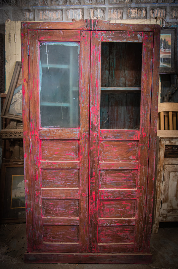 Wooden antique Wardrobe pink colour