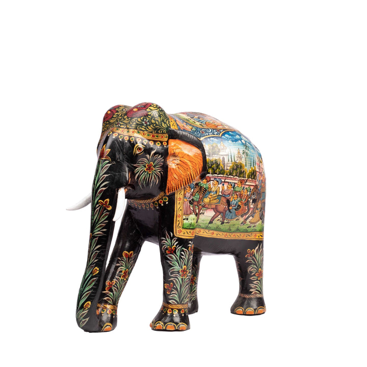 Hand painted Teak Wood Elephant