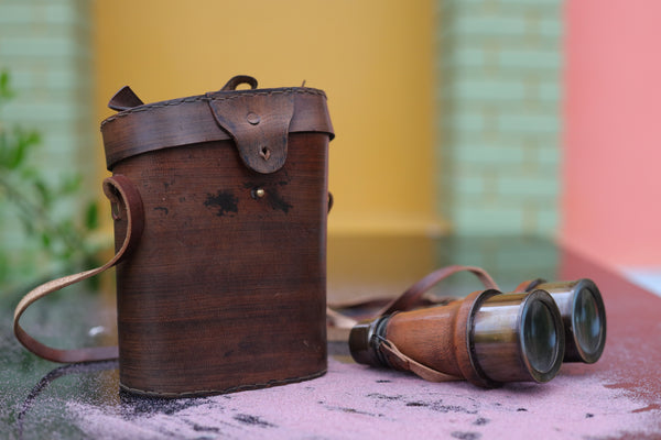 Antique Binoculars with Leather Case