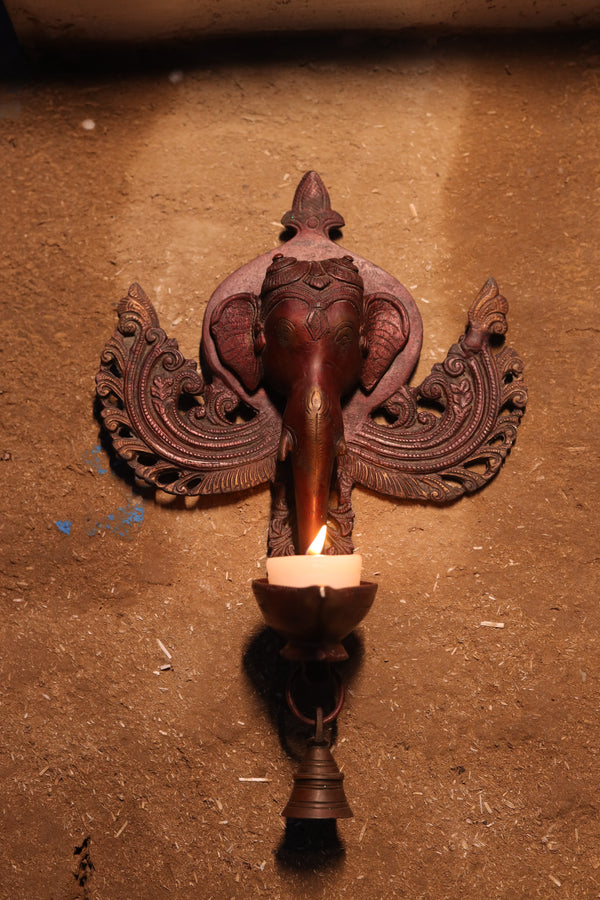 Wall Hanging Brass Ganesha Oil Lamp