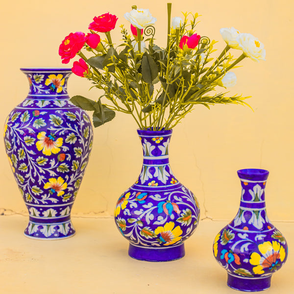 Blue Pottery Flower Vases