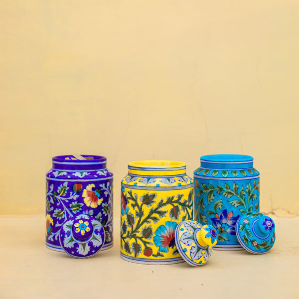 Handmade blue Pottery Storage Jar