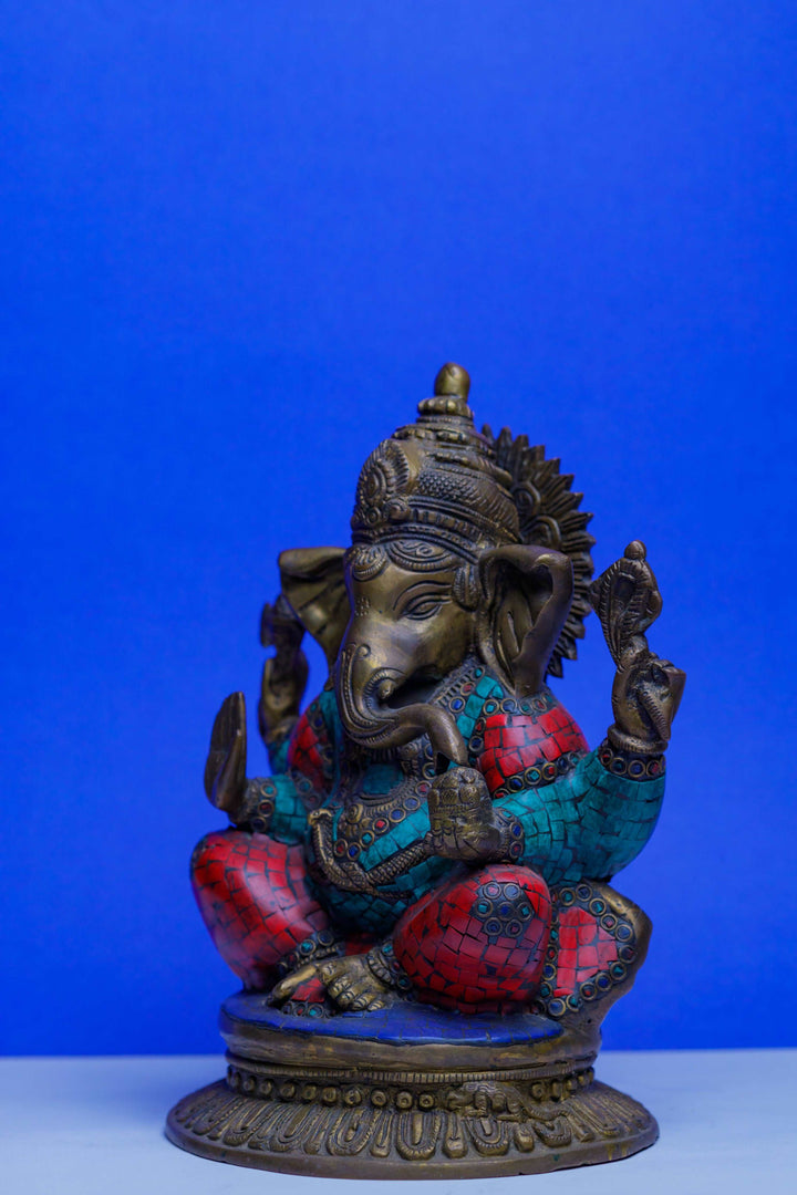 Brass Stone Work Ganesha
