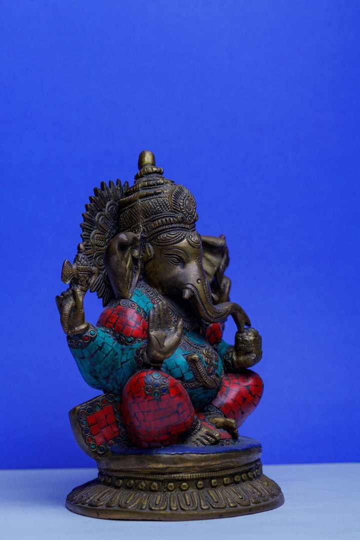Brass Stone Work Ganesha