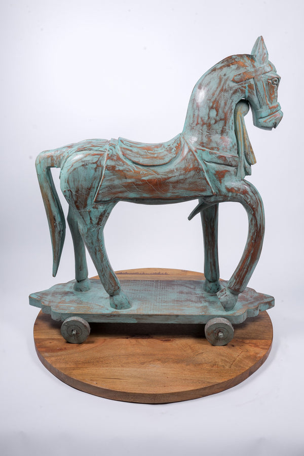 Rustic Decorative Wooden Horse Statue for Vintage Home Decor