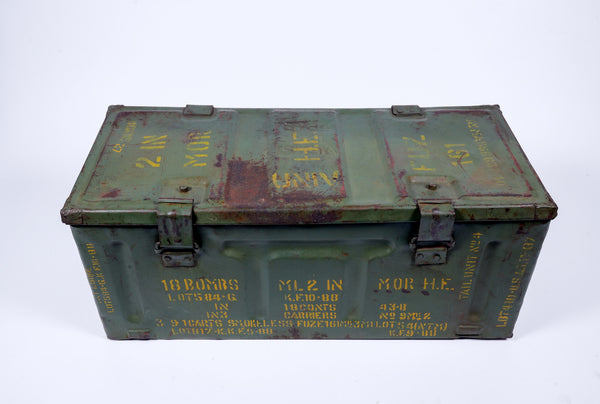 Rustic Military Iron Storage Trunk for Home Decor & Organization