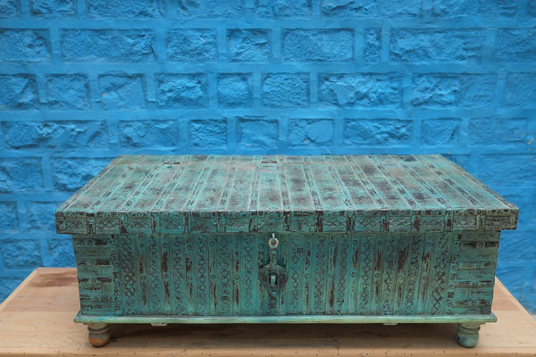 Traditional Wooden Carved Vintage Style Trunk –  Intricate Detailing