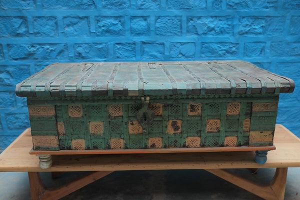 Traditional Wooden Carved Trunk Box- Storage Chest with Intricate Designs