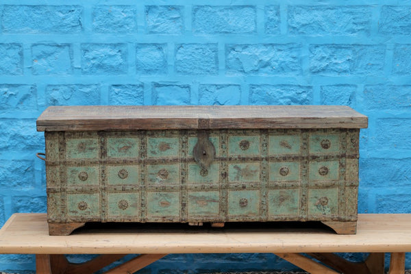 Handcrafted Wooden Carved Trunk Box – with Intricate Detailing