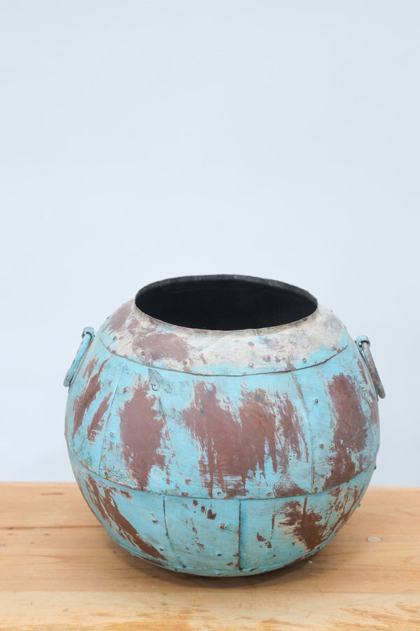 Rustic Metal Pot- Vintage Decorative Planter for Home Decor
