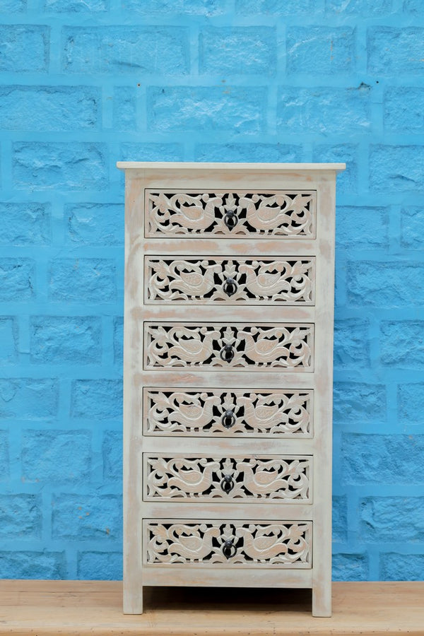 Wood Hand Carving Drawers Chest with Intricate Design & Premium Craftsmanship