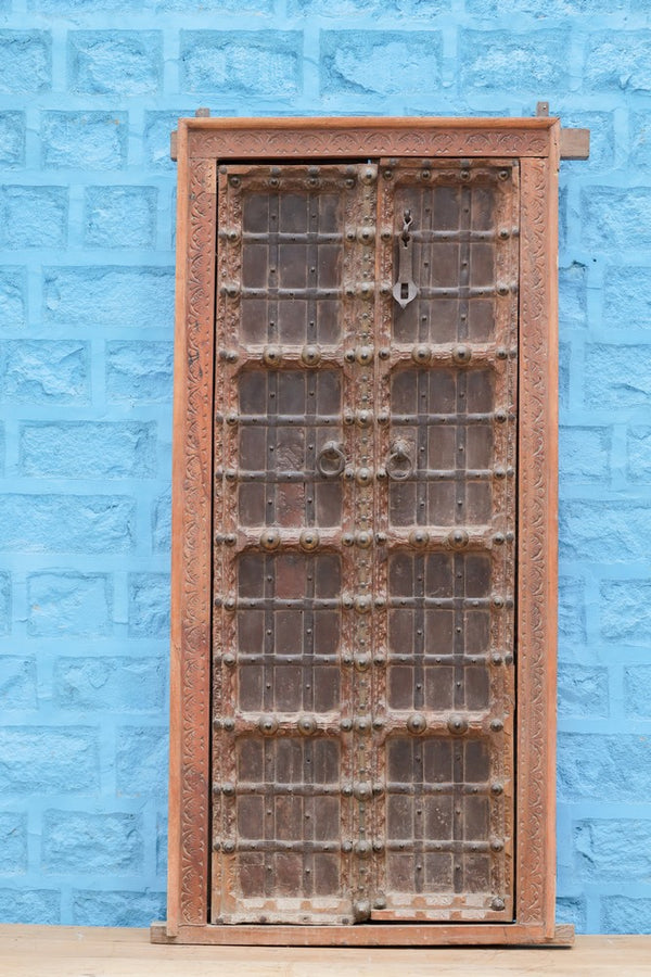 Handcarved Vintage Wooden Door – Rustic Antique Door for Decor