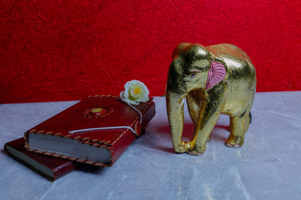 Wooden Elephant With 24 Carat Gold Leaf Coating