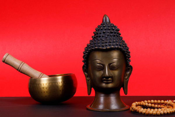 Brass Buddha Head Zen Decor