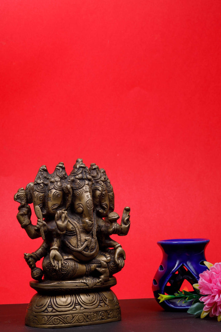 Brass Panchmukhi Ganesha