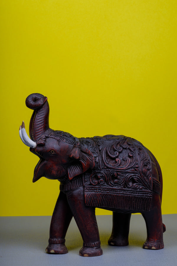 Vintage Handcarved Rosewood Elephant Statue