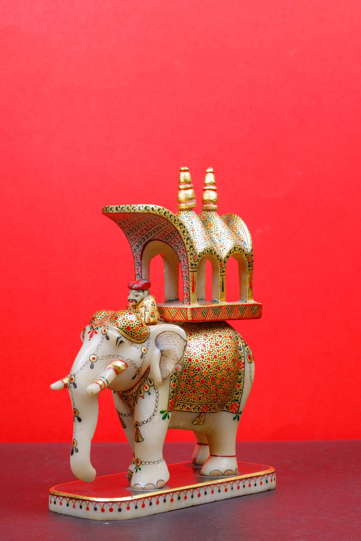 Gold Leaf Marble Elephant Statue