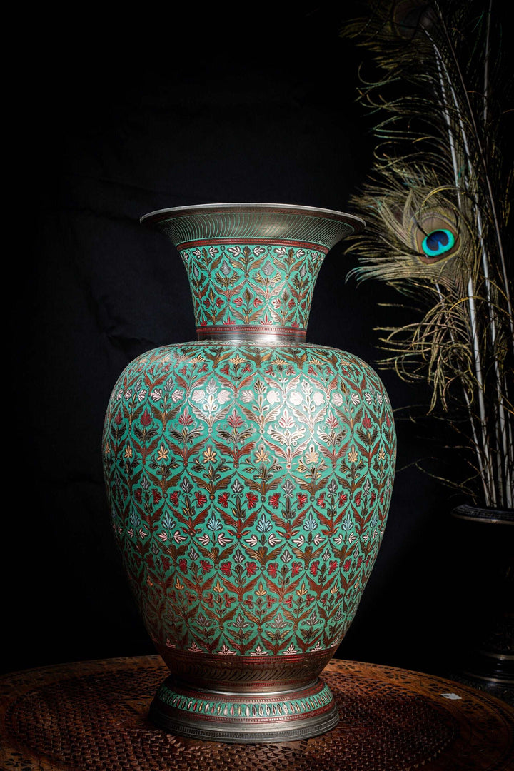 hand painted metal flower vase